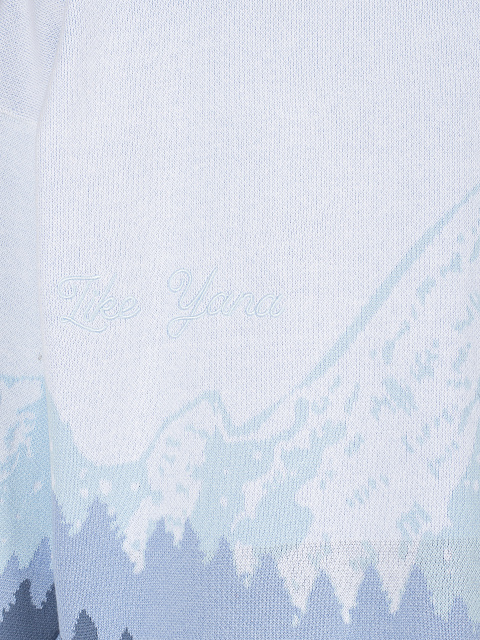 Бело-голубой свитер с рисунком в виде гор, 4