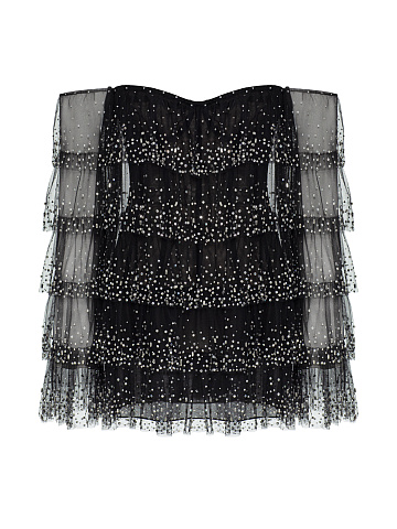 Черное платье-мини со стразами, 1