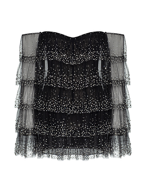 Черное платье-мини со стразами, 1
