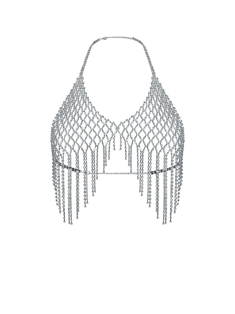 Серебристое бра в стразах с бахромой, 4 Серебристое бра в стразах с бахромой, 4