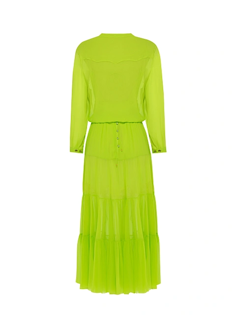 Салатовый комплект из платья-миди и блузки, 2