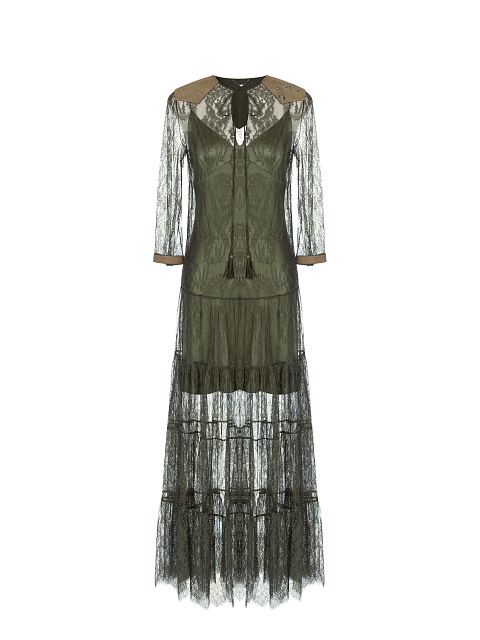 Зеленое платье-миди из кружева, 1