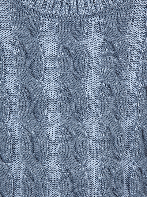 Синий кроп-свитер с косами и разрывами, 3