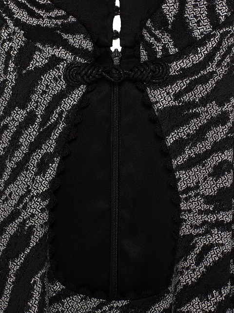 Черное платье-мини из жаккарда с открытыми плечами, 4