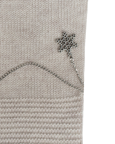 Бежевые кашемировые перчатки с серебряной снежинкой, 3