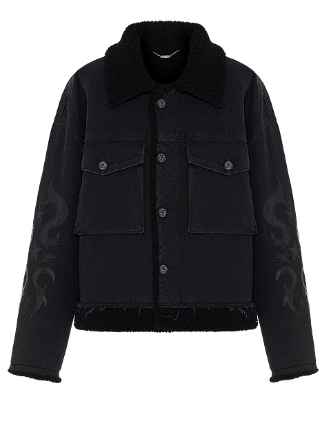 Черная куртка из денима на овчине, 1 Черная куртка из денима на овчине, 1