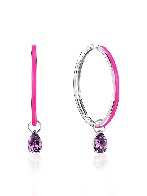 Средние хупсы из белого золота с эмалью Tutti Frutti Color, 5 Средние хупсы из белого золота с эмалью Tutti Frutti Color, 5