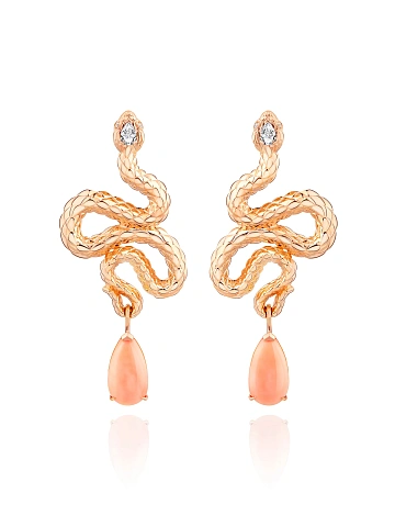 Серьги из розового золота с кораллами и бриллиантами, 1