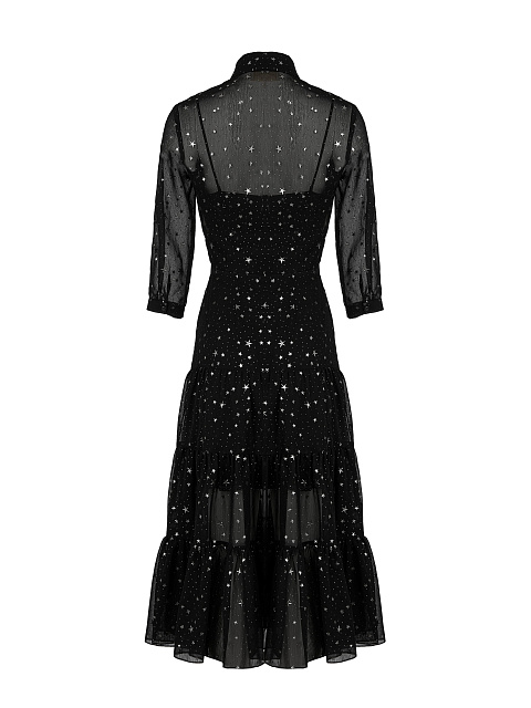 Черный комплект из шифона с серебряными звездами, 2