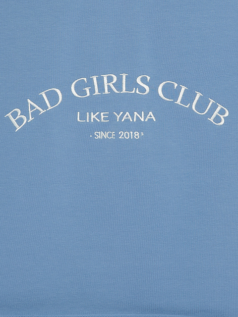 Голубой трикотажный костюм Bad Girls Club с белой вышивкой, 4