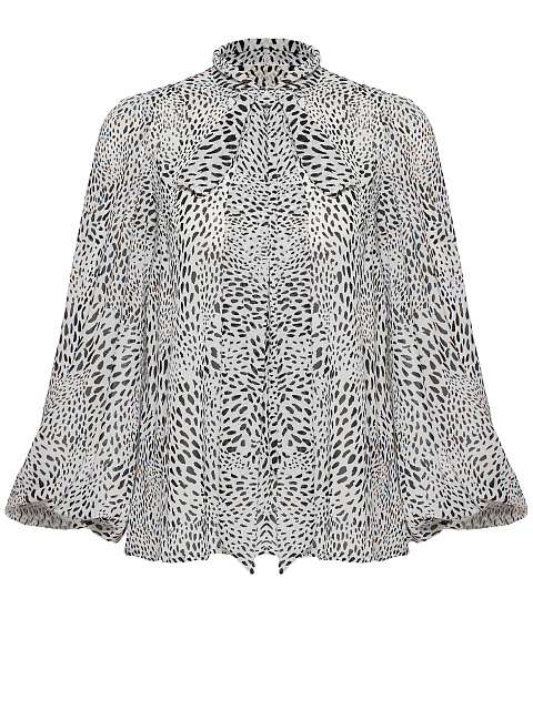 Черно-белая шифоновая блузка с леопардовым принтом, 1