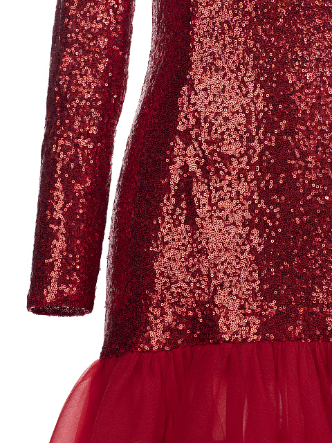 Красное платье из пайеток с пышной юбкой из органзы, 3