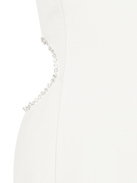 Белое платье-мини с вырезами и стразами, 3