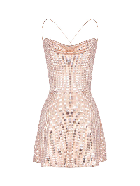 Розовое платье-мини со стразами, 1