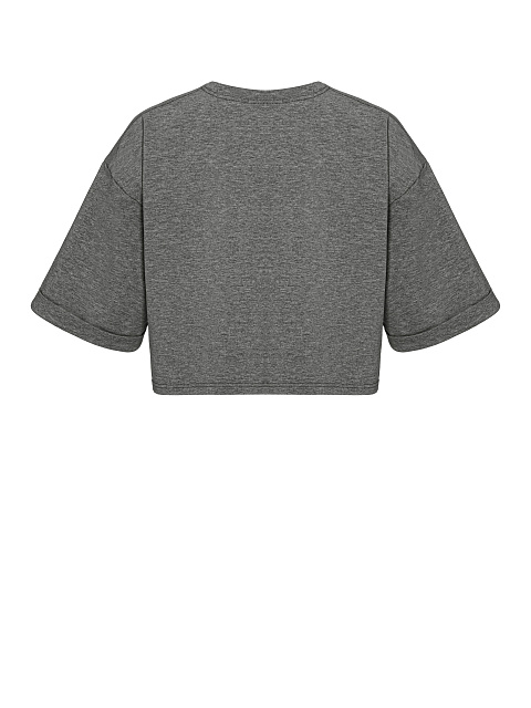 Темно-серая укороченная хлопковая футболка, 2