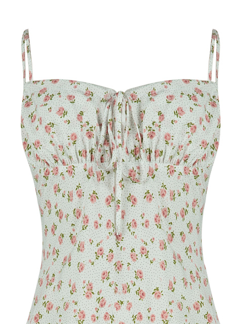 Белое платье-мини с цветочным принтом, 3 Белое платье-мини с цветочным принтом, 3