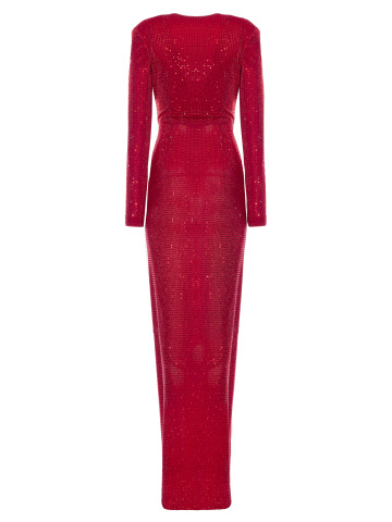 Красное платье-макси с камнями Swarovski, 2