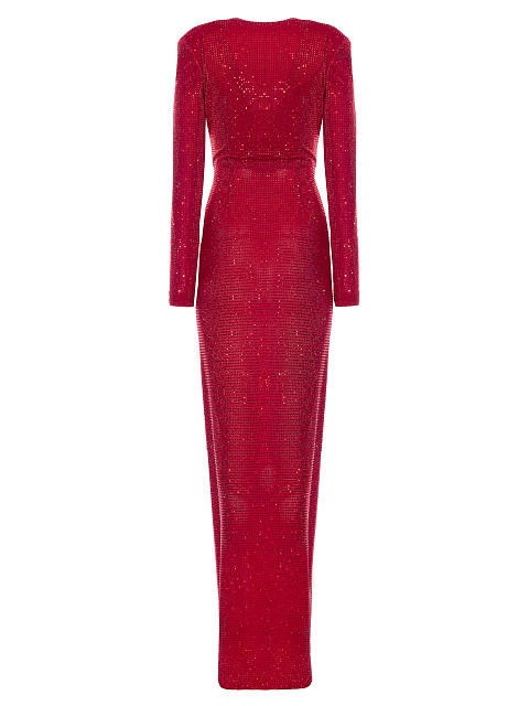 Красное платье-макси с камнями Swarovski, 2