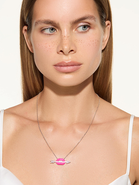 Колье с кулоном в виде губ с эмалью Tutti Frutti Color и бриллиантами, 2