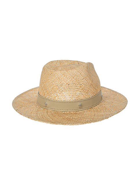 Соломенная шляпа с отделкой из бежевой кожи и лилиями, 3 Соломенная шляпа с отделкой из бежевой кожи и лилиями, 3