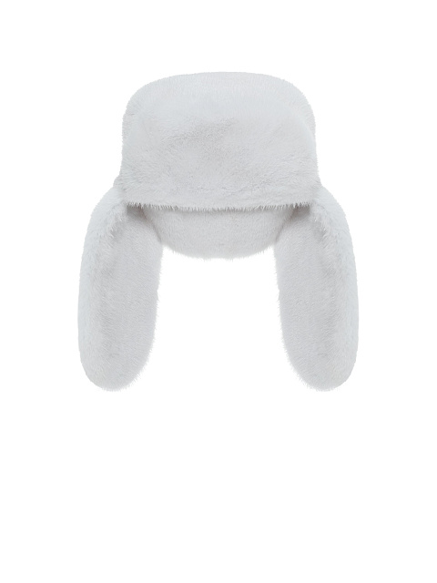 Белая шапка-ушанка из меха норки, 1