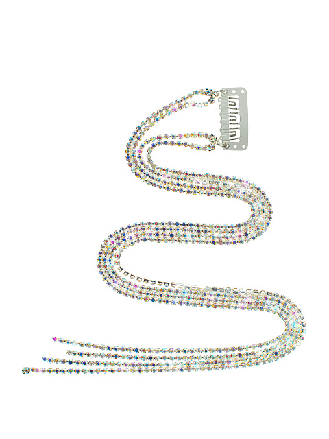 Серебристая заколка с четырьмя цепочками из разноцветных страз, 1