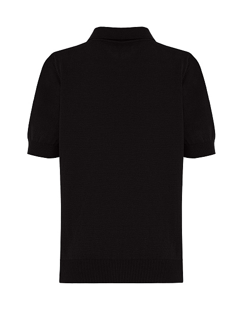 Черный джемпер с короткими рукавами и воротником, 2