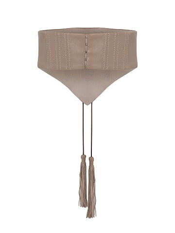 Бежевый кожаный корсет со шнуровкой, 2