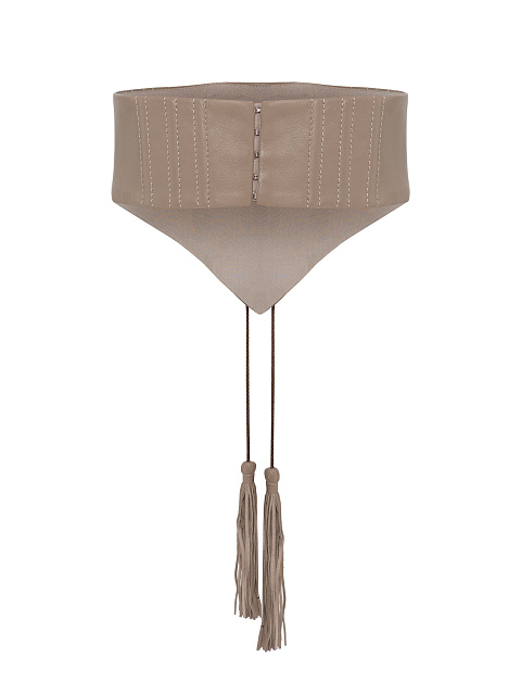 Бежевый кожаный корсет со шнуровкой, 2