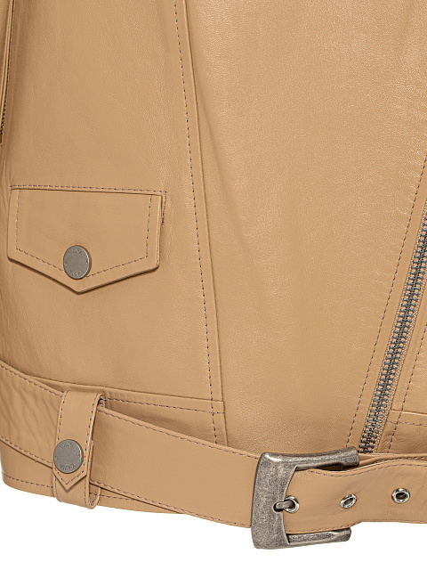 Объемный светло-бежевый жилет из кожи с шипами, 3 Объемный светло-бежевый жилет из кожи с шипами, 3