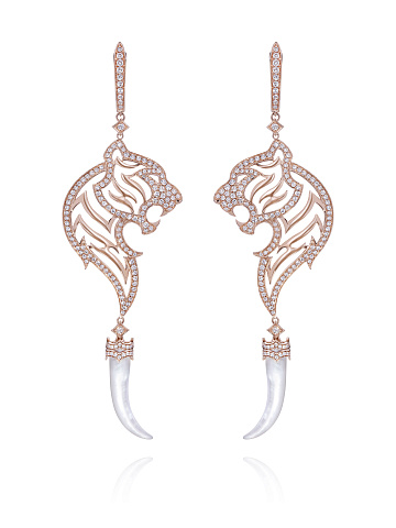 Серьги из розового золота, бриллиантов и перламутра, 1