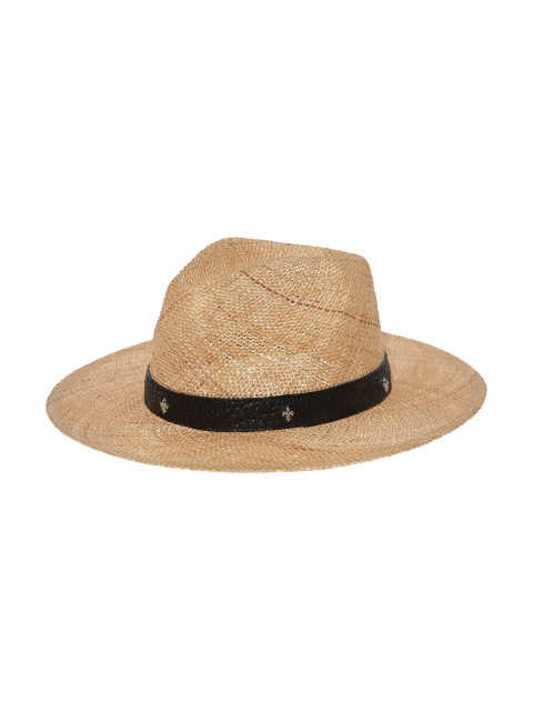 Соломенная шляпа с отделкой из черной кожи и лилиями, 1