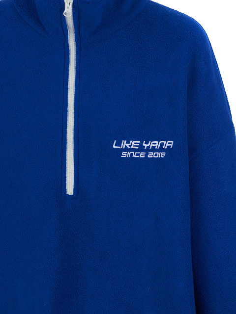 Синий мужской флисовый спортивный костюм с вышивкой, 4