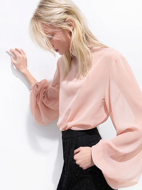 Персиковая блуза-боди с кружевом, 4 Персиковая блуза-боди с кружевом, 4