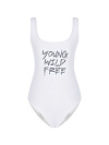 Купальник белый на лямках, декор термоаппликация черные Young wild free Купальник белый на лямках, декор термоаппликация черные Young wild free