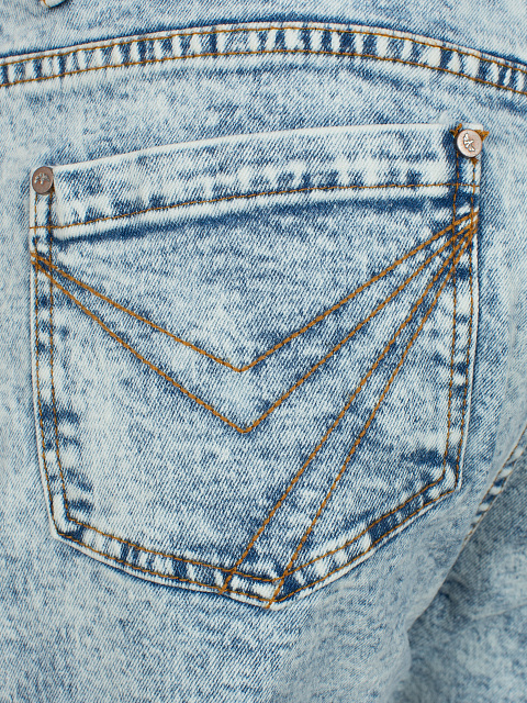 Голубые вареные джинсы с асимметричной застежкой, 4