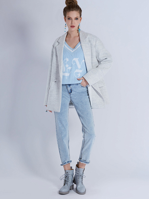 Белый двубортный жакет из шерсти, 5