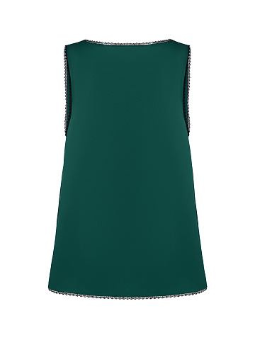 Зеленый топ из шелка с кружевом, 2