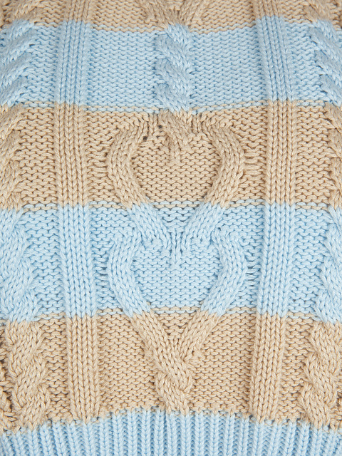 Укороченный хлопковый свитер в бежево-голубую полоску, 3 Укороченный хлопковый свитер в бежево-голубую полоску, 3