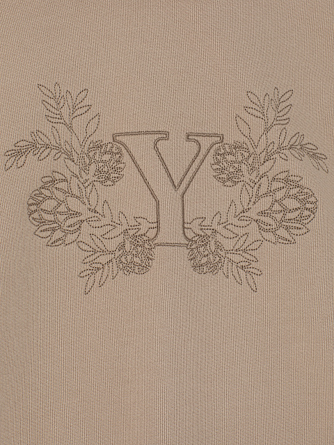 Укороченное бежевое худи с вышивкой, 4