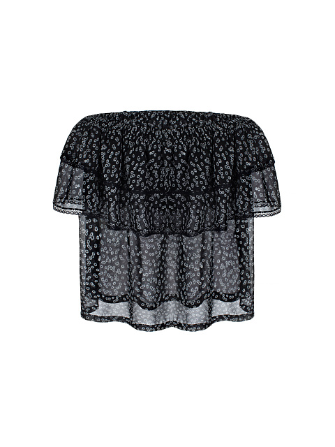 Черный шифоновый топ с открытыми плечами, 2 Черный шифоновый топ с открытыми плечами, 2