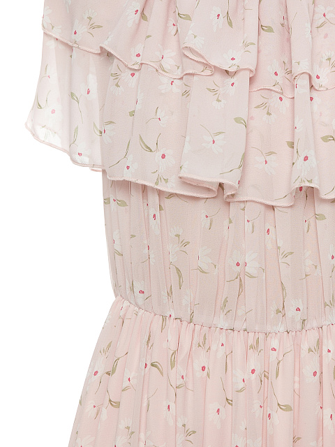 Светло-розовое шифоновое платье-миди с открытыми плечами, 3