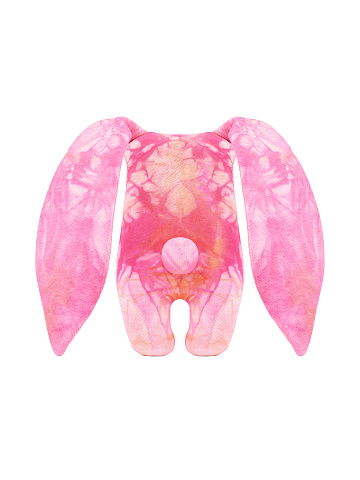 Игрушка "Заяц" розовая tie-dye с вышивкой, 2