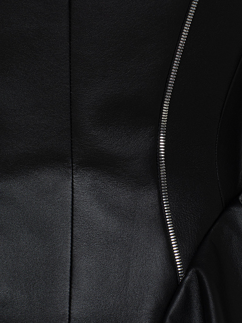 Черное кожаное платье-мини с воланами, 10