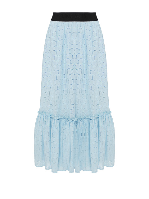Голубая юбка-миди из хлопкового кружева, 1
