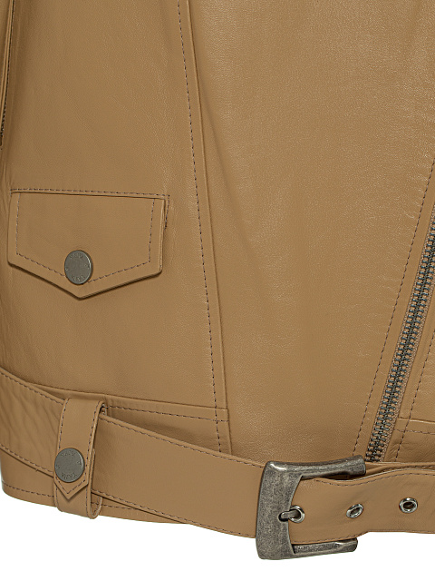 Объемная бежевая косуха с шипами, 3