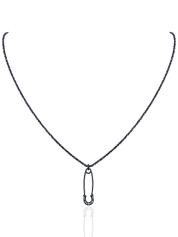 Серебряное колье с кулоном в виде булавки с фианитами, 1