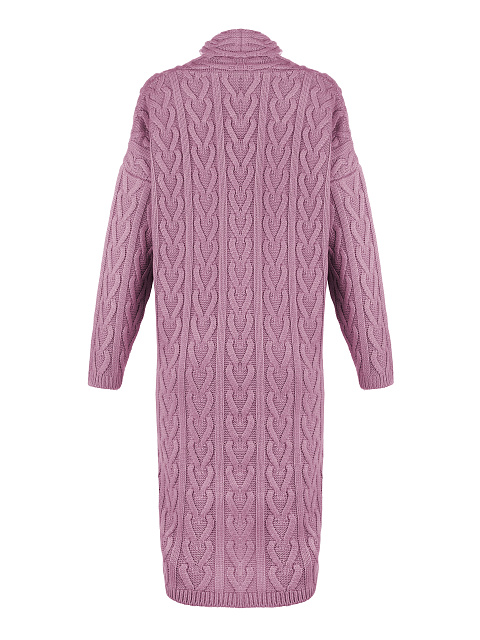 Светло-сиреневый вязаный кардиган с косами, 2 Светло-сиреневый вязаный кардиган с косами, 2