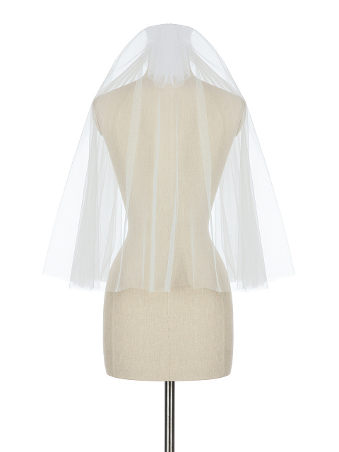 Белая фата средней длины на прозрачном гребне, 2