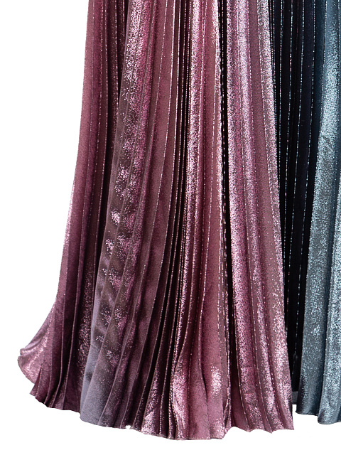 Розово-голубое платье-макси с плиссировкой, 4